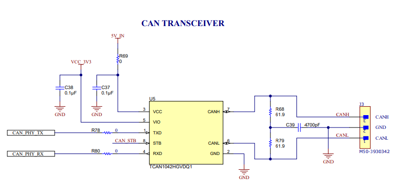 xWRL1432BOOST-BSD CAN FD PHY Used in the EVM