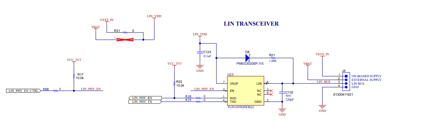 AWRL6844EVM IWRL6844EVM LIN PHY Interface