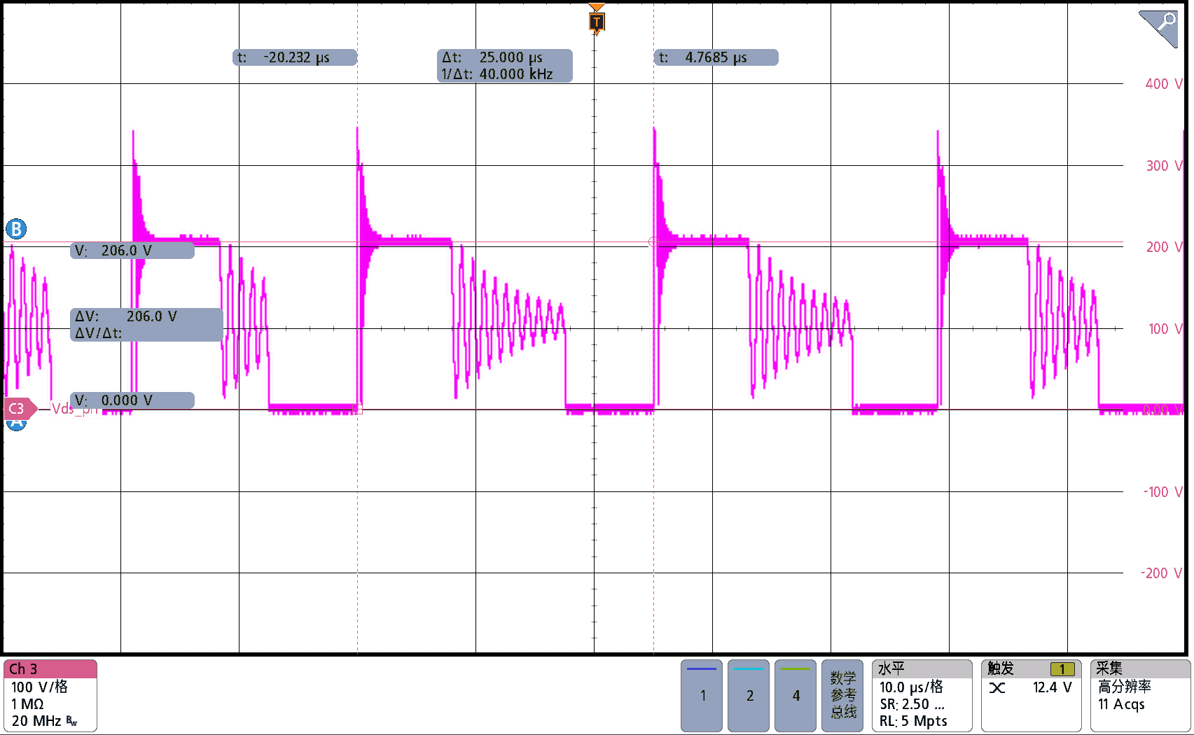 PMP41015 Vds_pri Waveform,
                    85VAC, Full Load