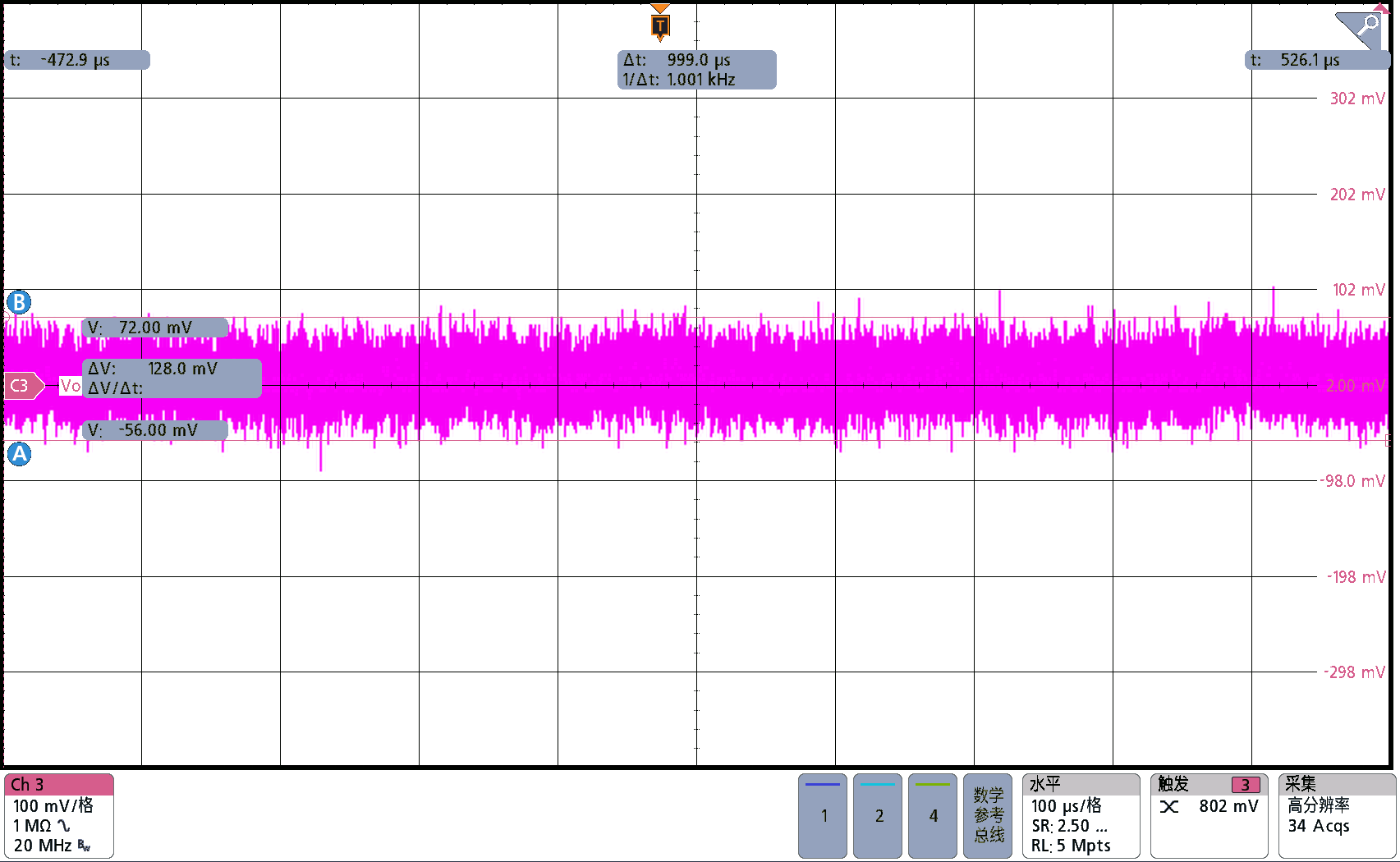 PMP41015 Output Voltage Ripple
                    Waveform, 5VDC, 230VAC, Full Load