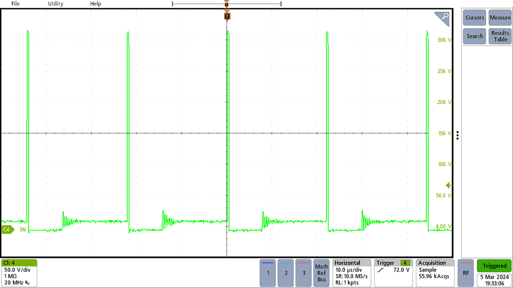 PMP31288 600mA Load Current and
                    External Magnetic Field (10µs / div)