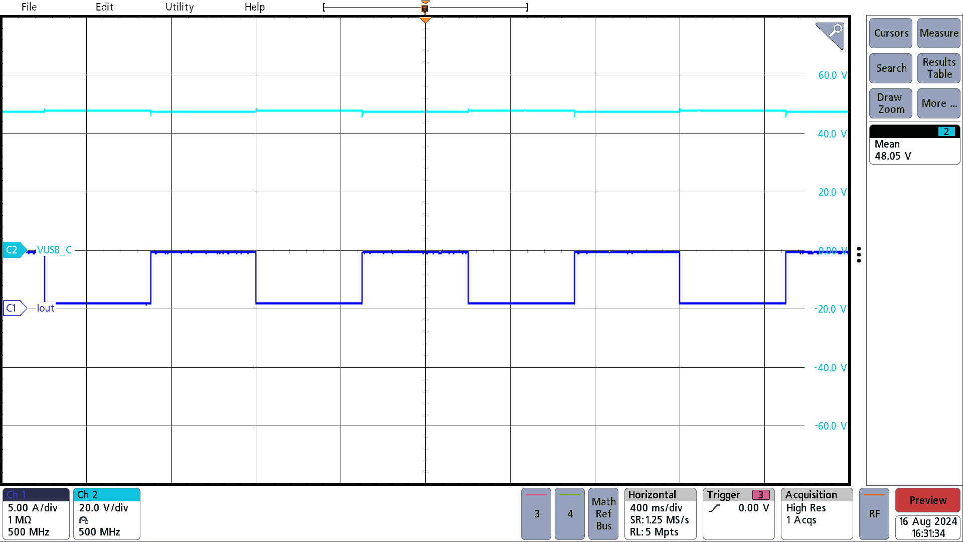 PMP41115 OTG Mode, 48V, 10% to 100% Load
                        Dynamic