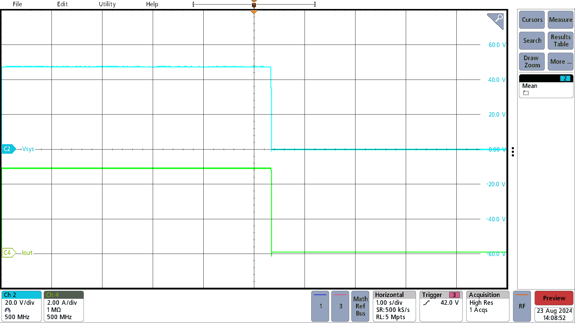 PMP41115 Short-Circuit Test at 48V Output