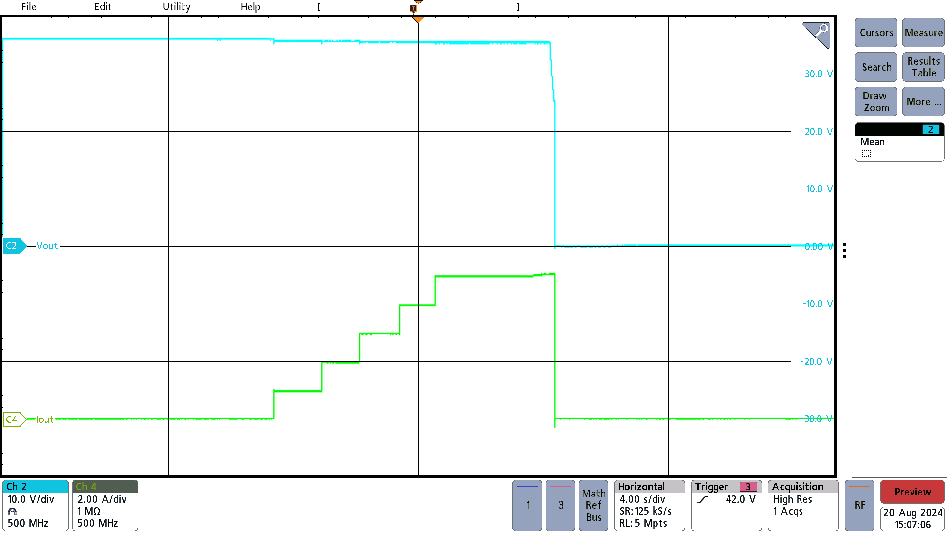 PMP41115 OTG Mode, 50.4V Battery, 36V OCP = 5.1A