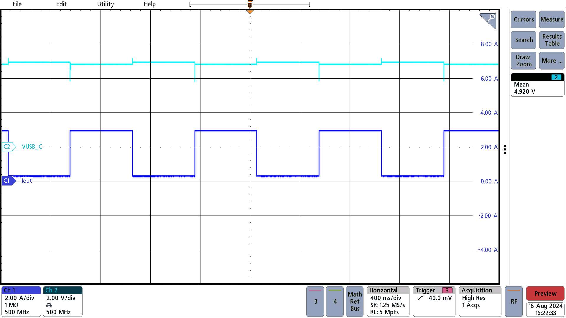 PMP41115 OTG Mode, 5V, 10% to 100% Load Dynamic