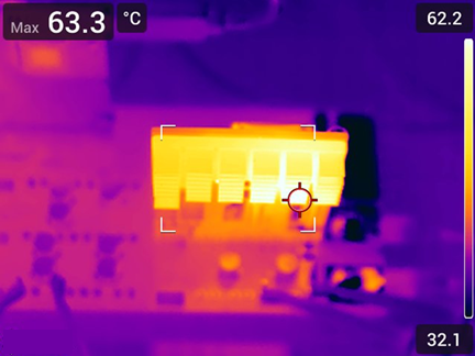 PMP23421 Thermal Image at 44V Vin, 50V
                                                  Vout, and 26A Iout