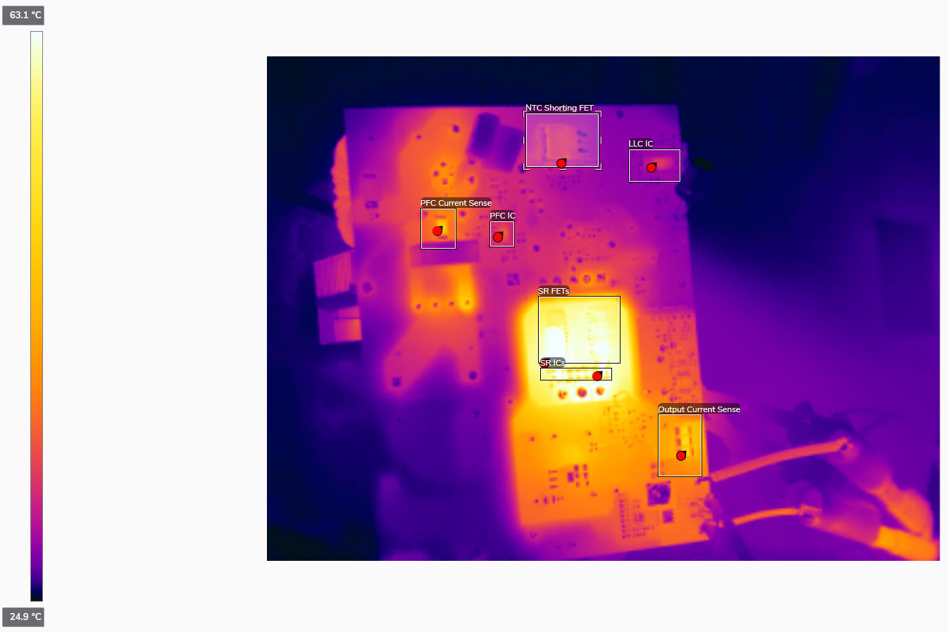 PMP23454 TA = 25.0°C, 230V, 50Hz Input, Full Load, Bottom of PCB