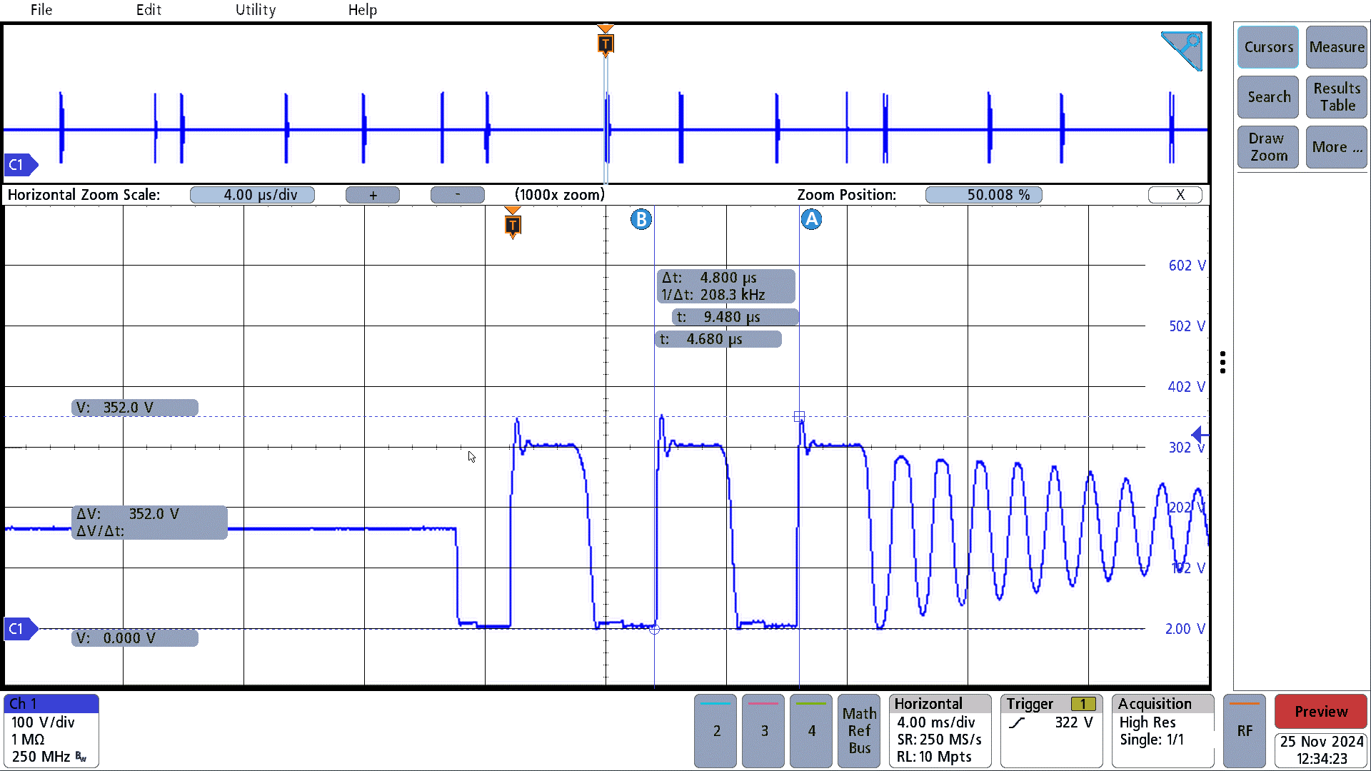 PMP41145 115VAC, 20V, 200mW Load,
                        Vds_pri