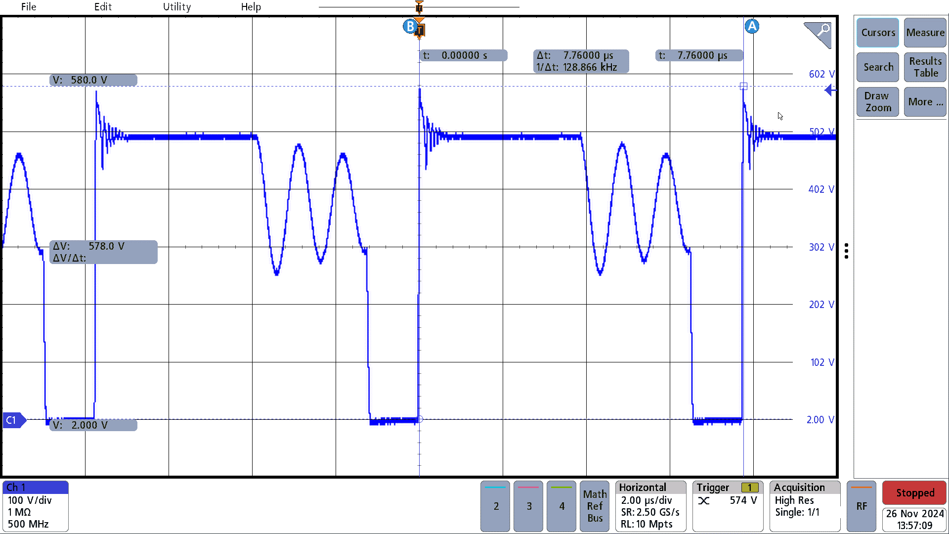 PMP41145 264VAC, Full Load, Steady
                        State Vds Primary 580V