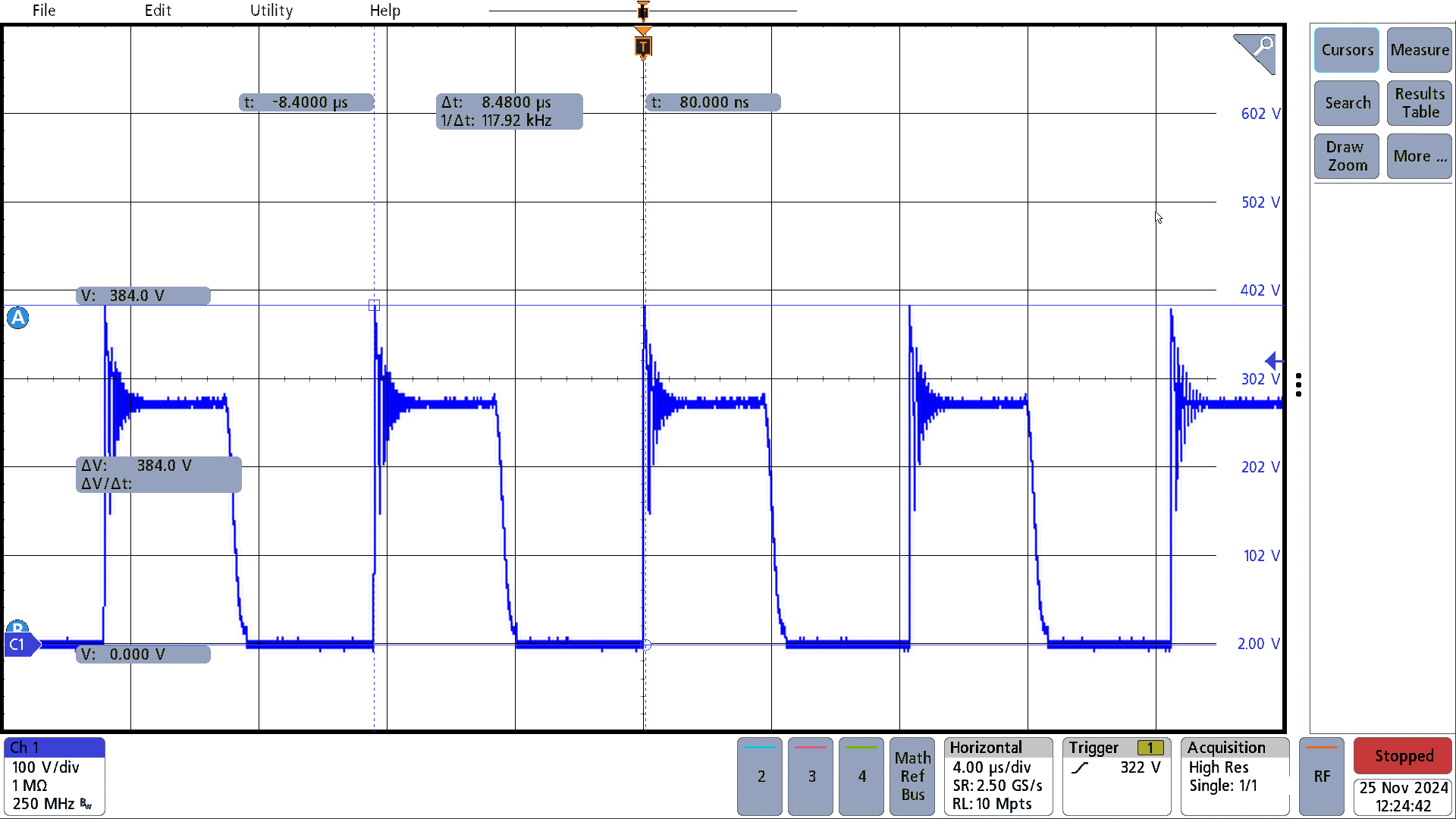 PMP41145 115VAC, 20V, 3.25A Full
                        Load, Vds_pri, fsw = 118kHz