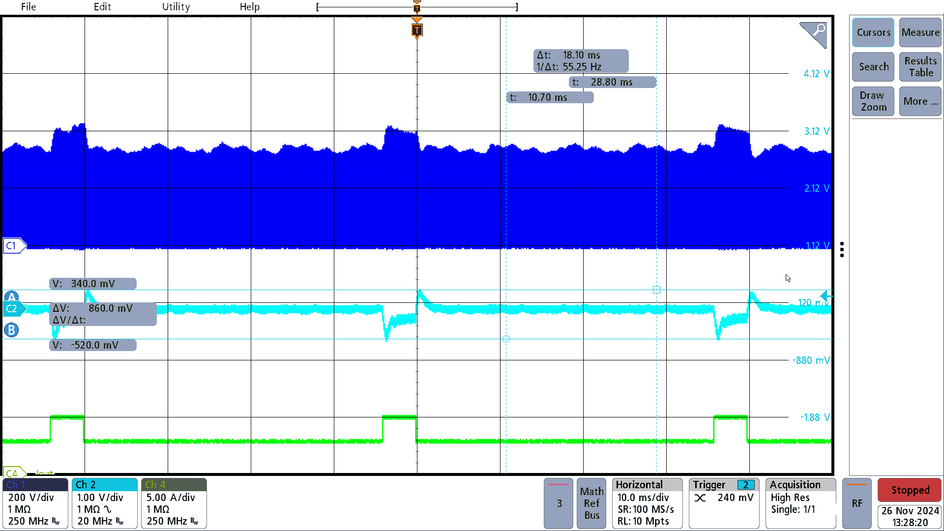 PMP41145 Peak Power, 115VAC, 100W
                        Peak Power 4ms, 58W 36ms, Vout Drop 520mV