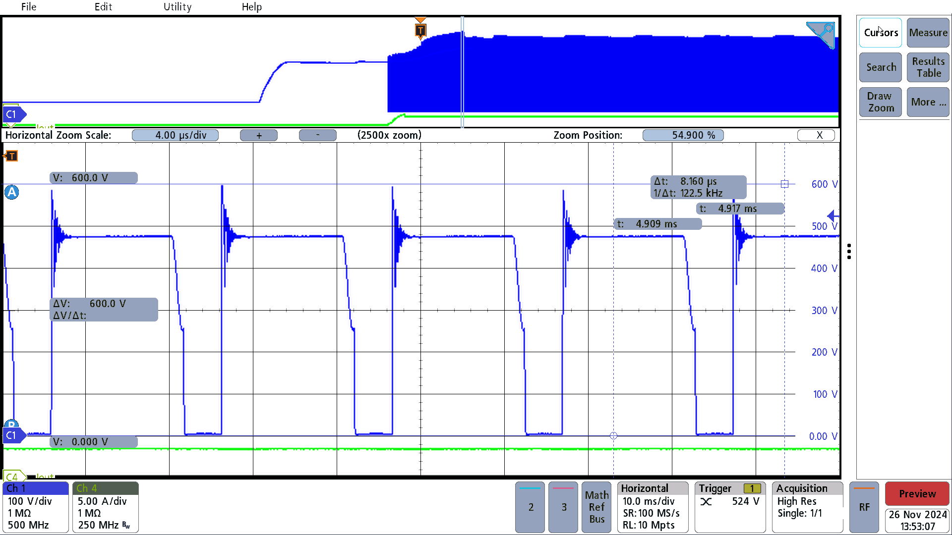 PMP41145 264VAC, Full Load, Vds
                        Peak = 600V