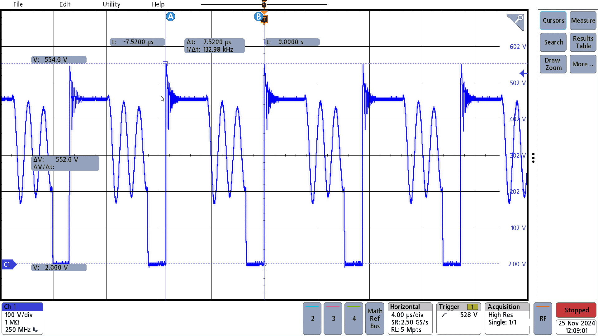 PMP41145 230VAC, 75% Load, 2.45A,
                        fsw = 133kHz