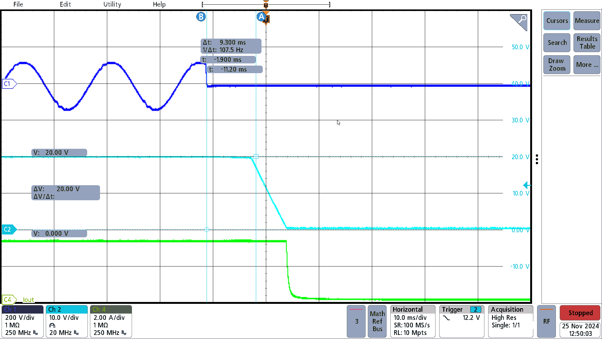 PMP41145 90VAC, Shut Down, Hold Up Time 9.3ms