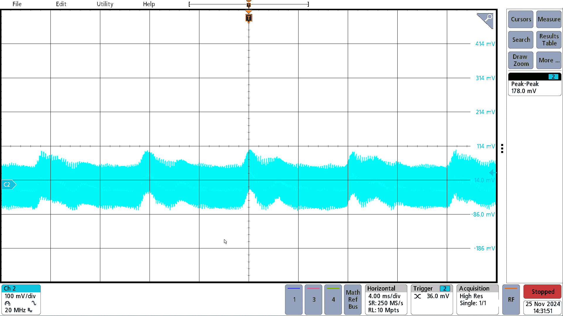 PMP41145 Output Voltage Ripple,
                        115VAC, 100% Load, 3.25A