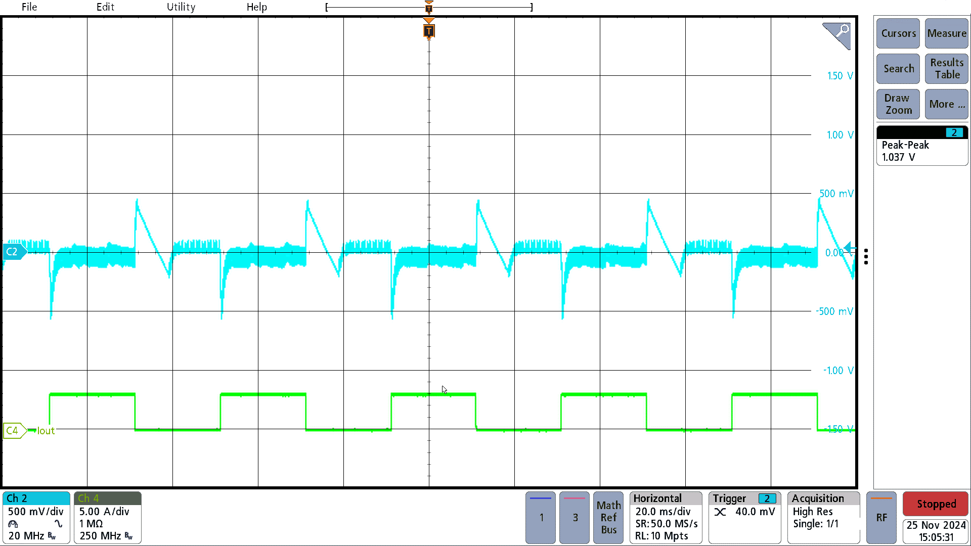 PMP41145 Load
                                                Transient, 115VAC, 0.1A to 3.25A Full Load