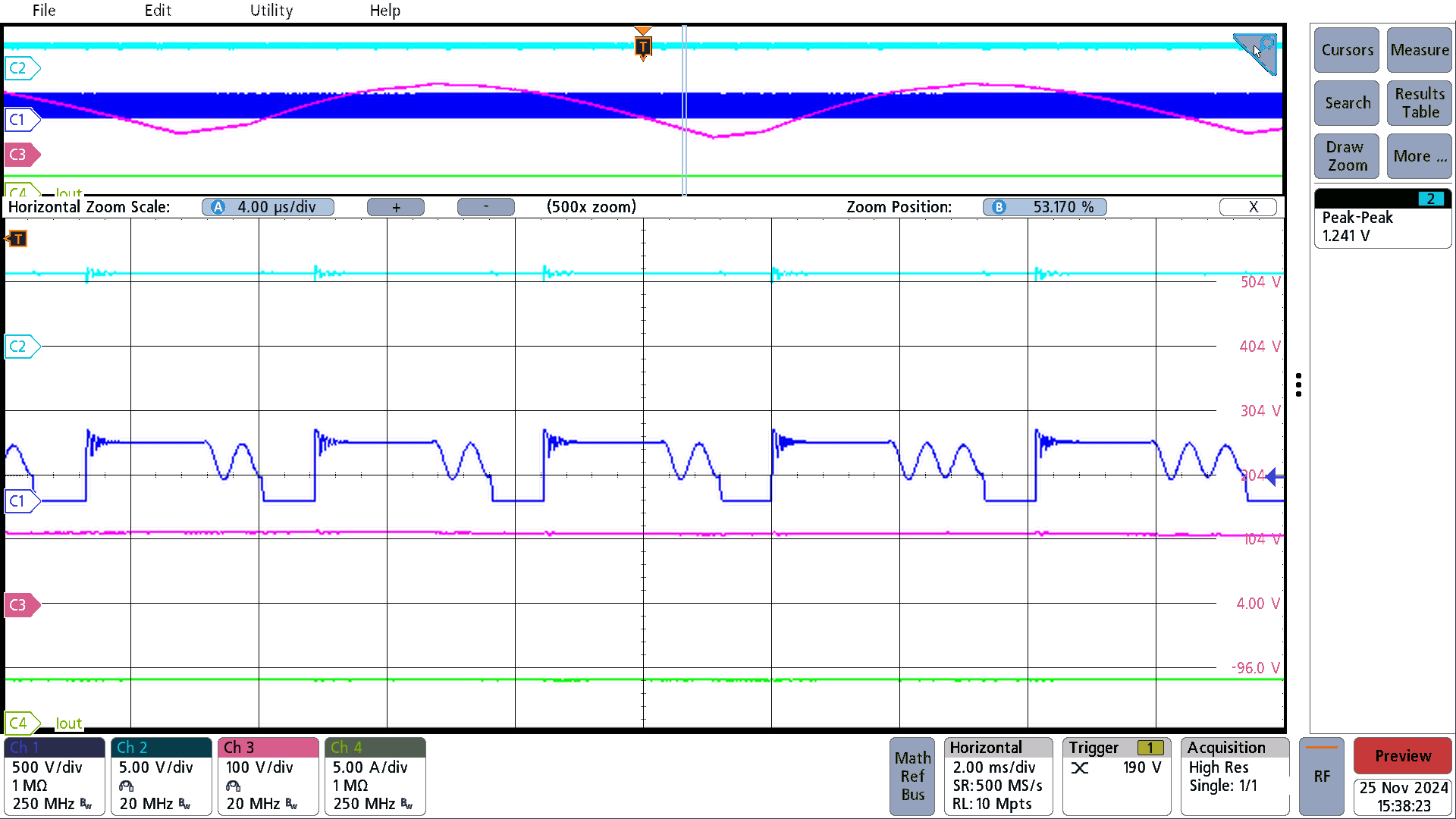 PMP41145 VCC Voltage, 230VAC, Full
                        Load, Zoom-In