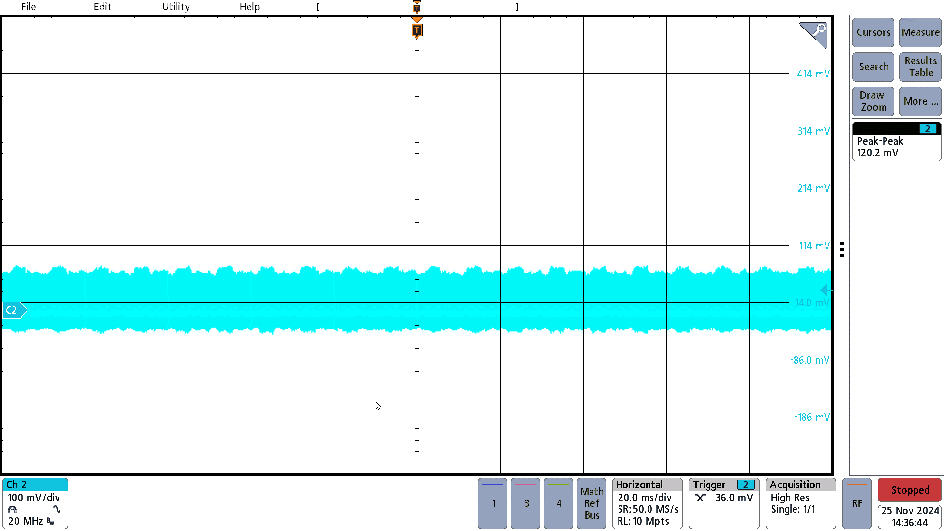 PMP41145 Output Voltage Ripple,
                        230VAC, 50% Load 1.6A