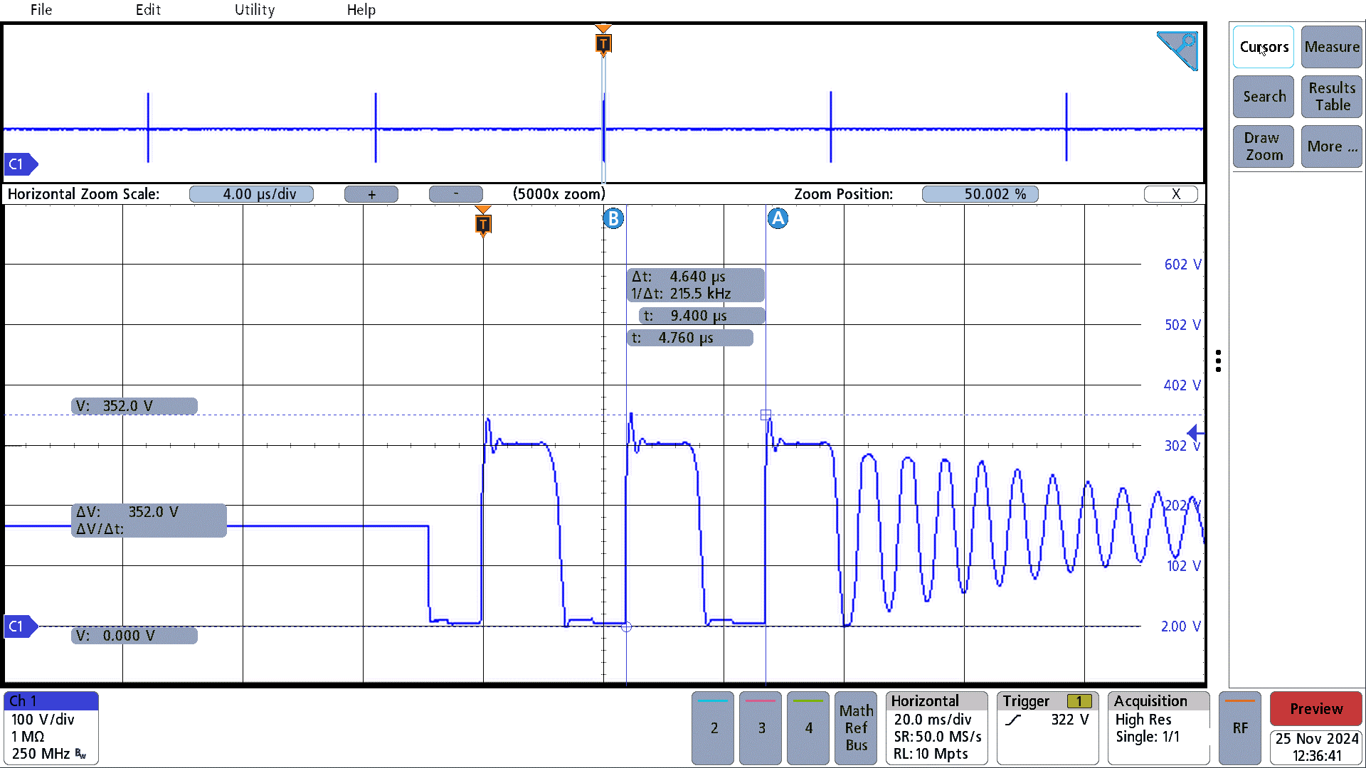 PMP41145 115VAC, 20V, Open Load,
                        Vds_pri, 3 Consecutive Switching Cycles to Achieve First Valley
                        Switching