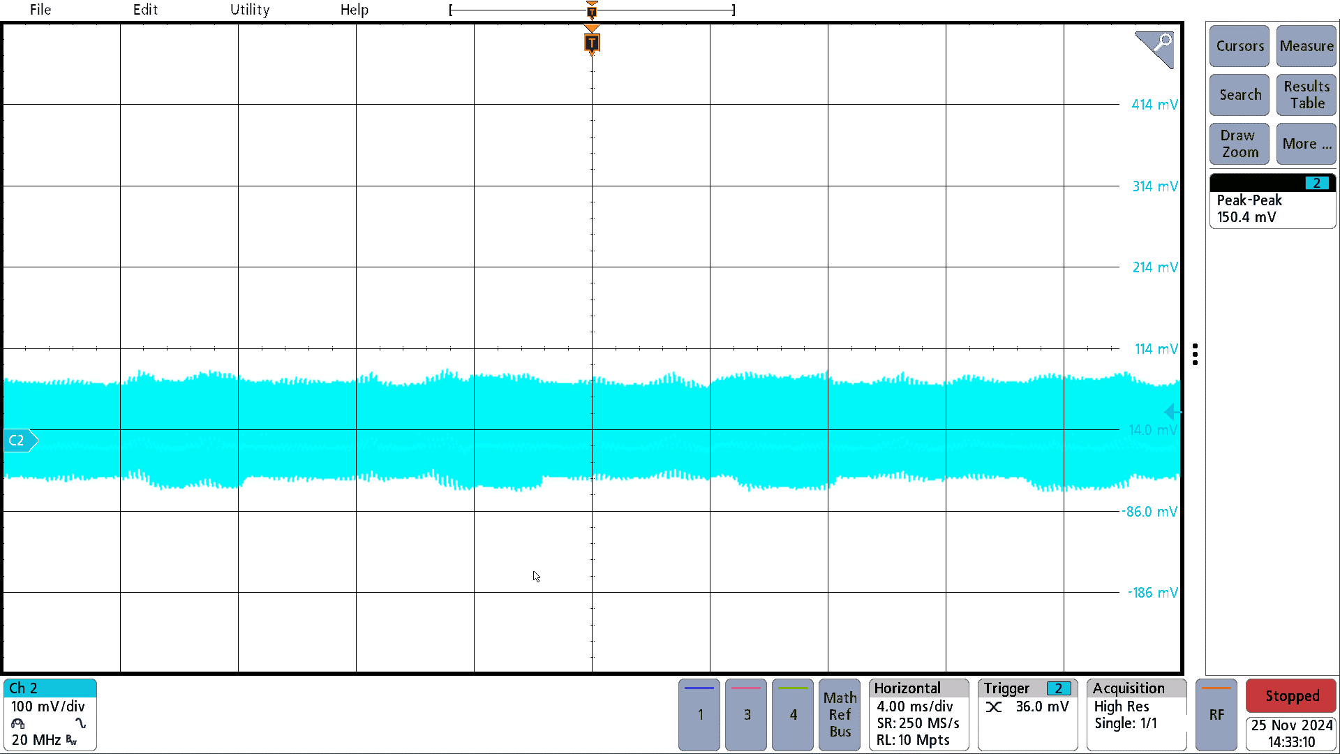 PMP41145 Output Voltage Ripple,
                        115VAC, 50% Load 1.62A