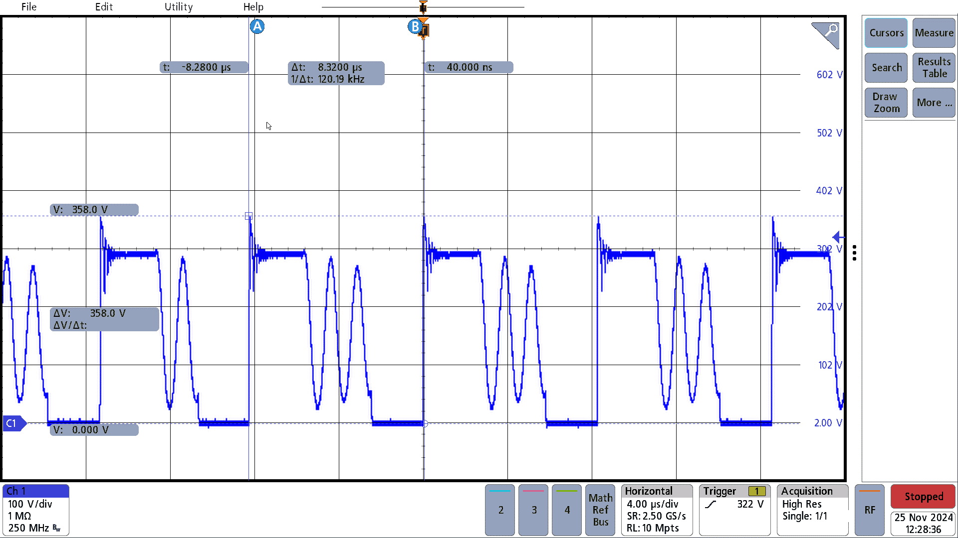 PMP41145 115VAC, 20V, 1.8A 50%
                        Load, Vds_pri, fsw = 120kHz