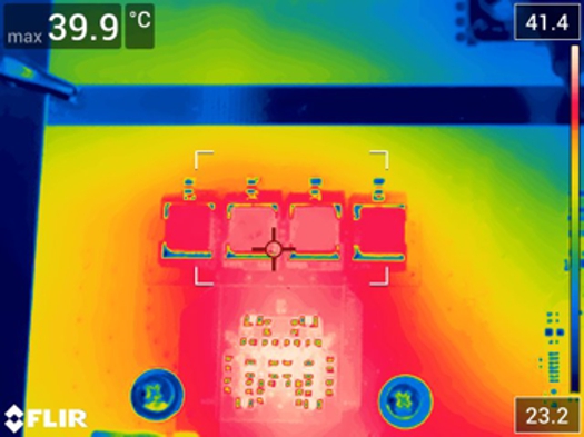 TIDA-020033 Thermal Image of Amplifier
                        Output Inductors With Class-H Enabled