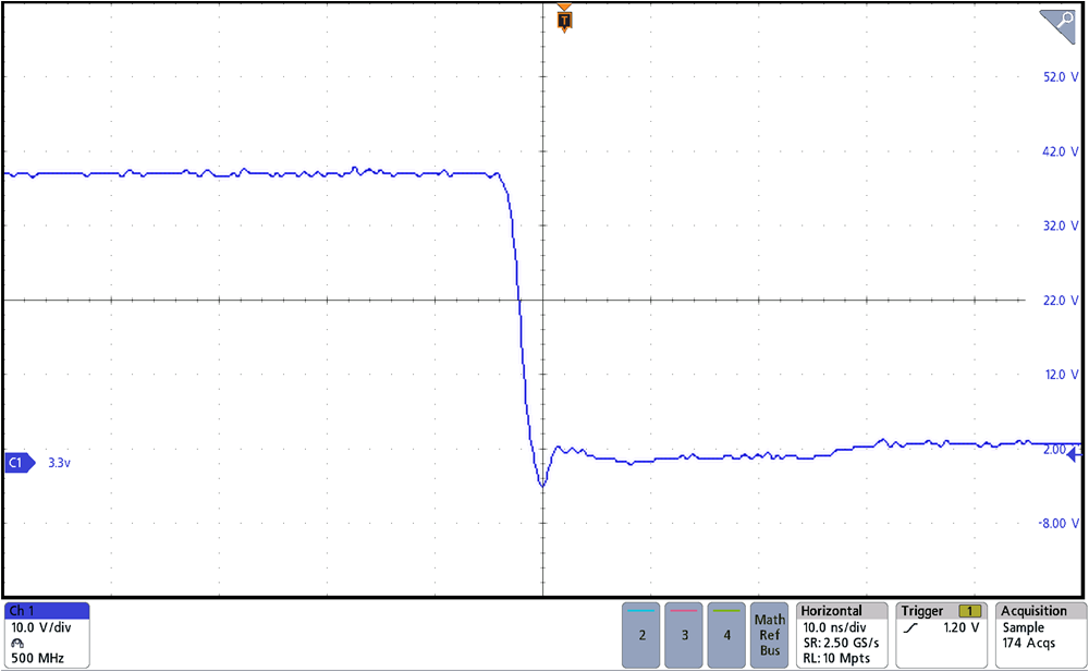 TIDA-010042 Switch Nodes at 40V Input; 24V, 16A Output,
                    falling edge