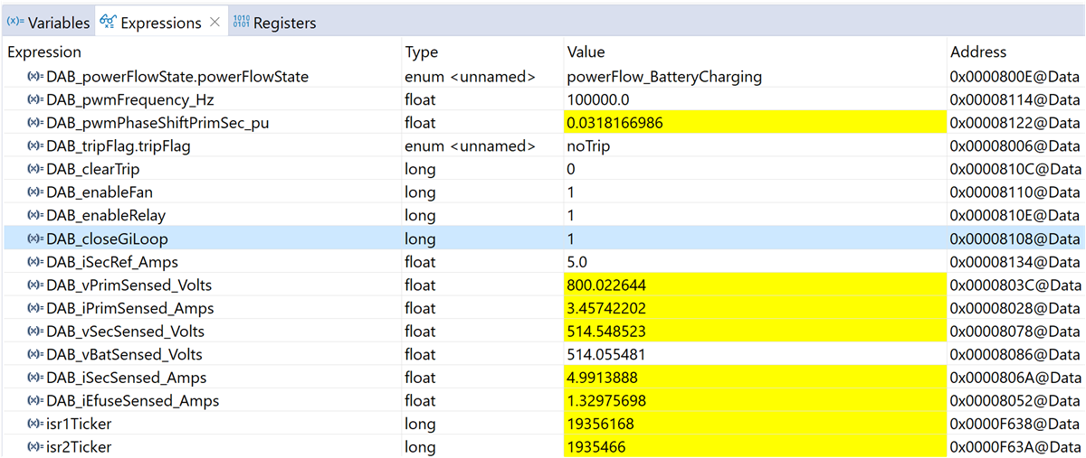 TIDA-010054 Lab 4 -
                                    Expression Window Closed Current Loop