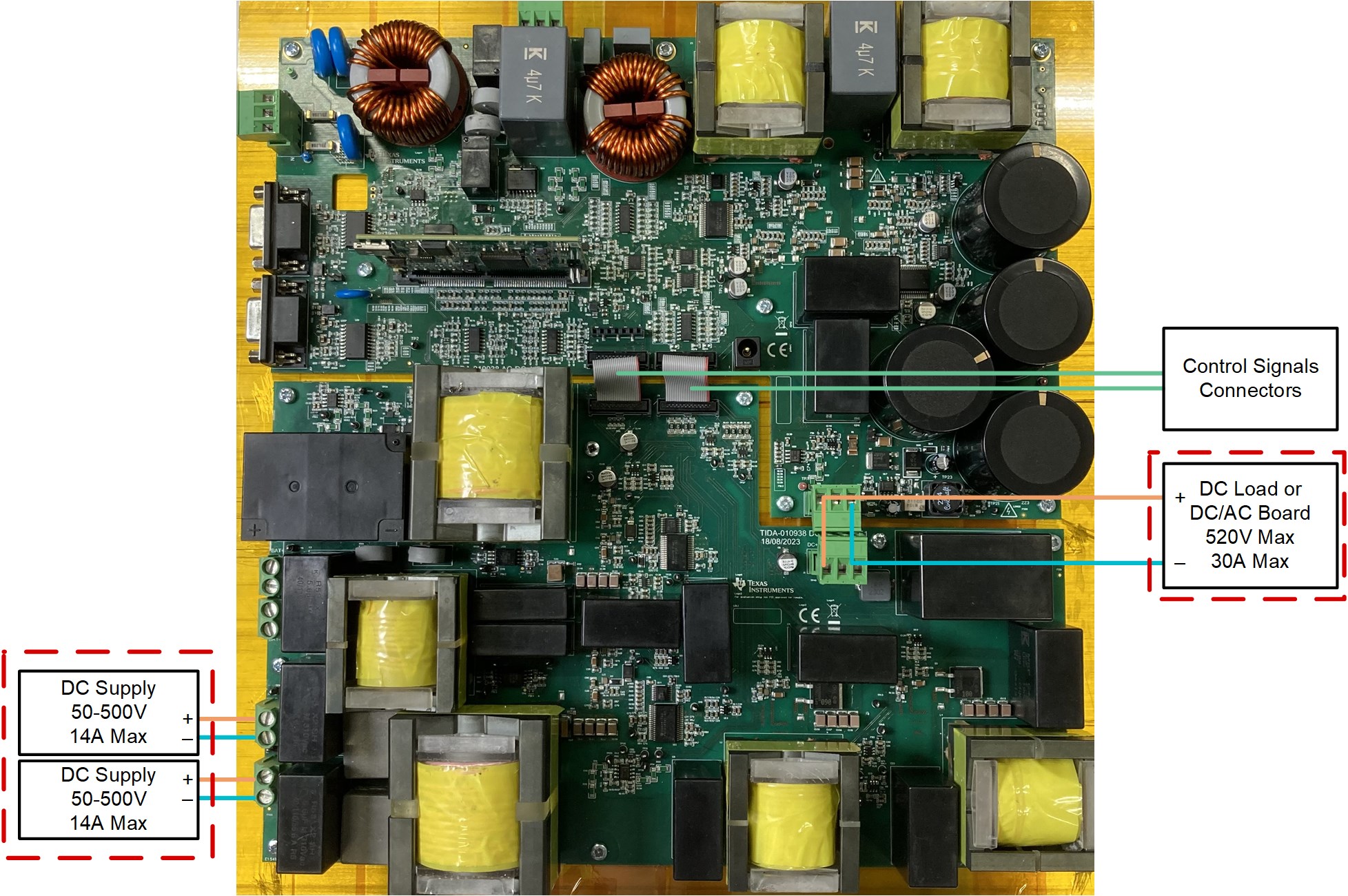 TIDA-010938 Connections for Testing Boost
                    Converter