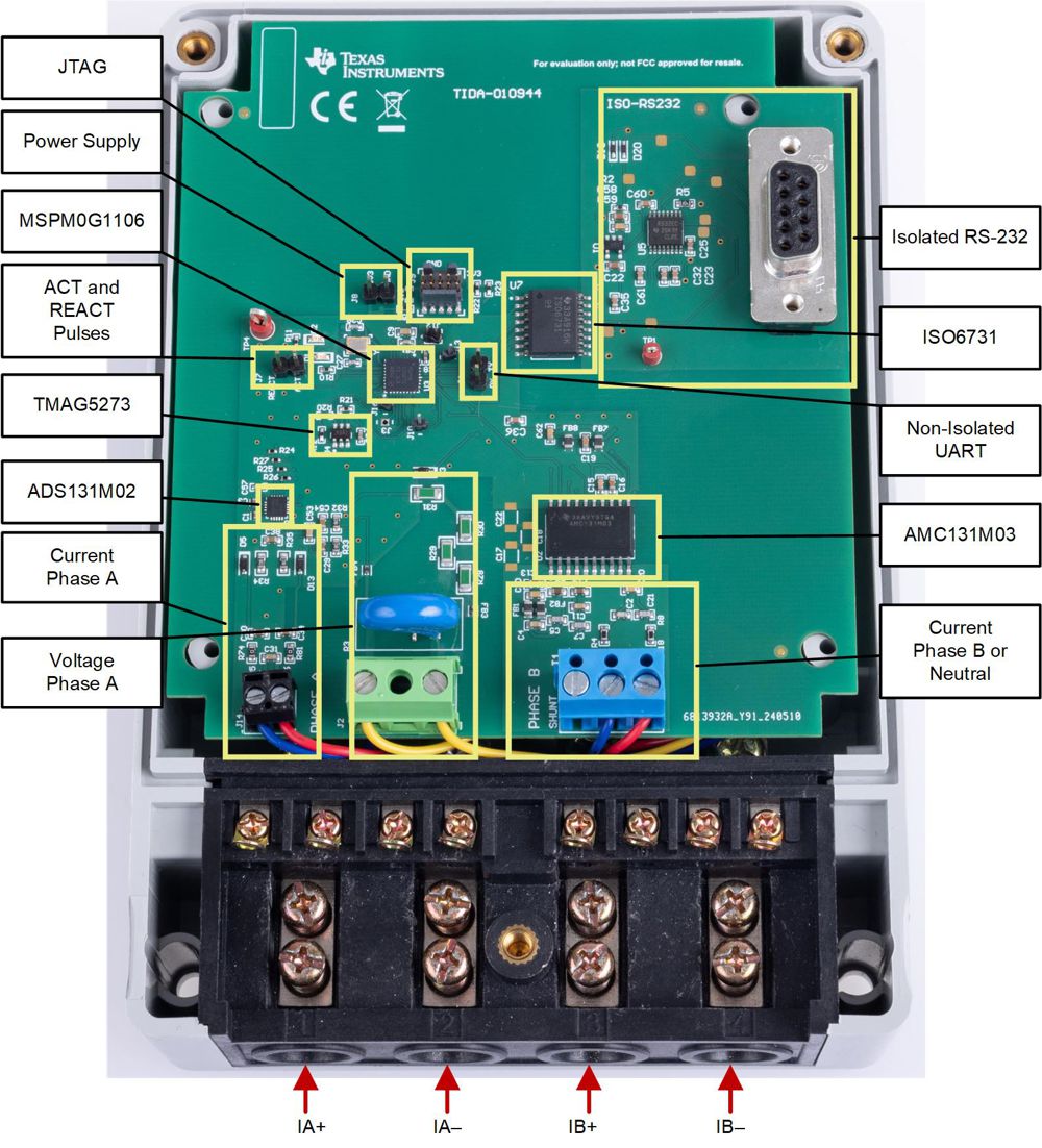 TIDA-010944 Top View of TIDA-010944 Design
                    With Components Highlighted