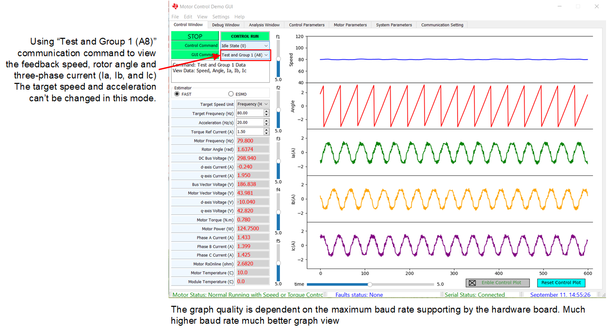 TIDA-010273 Virtual Oscilloscope for Rotor
                    Angle and Phase Current