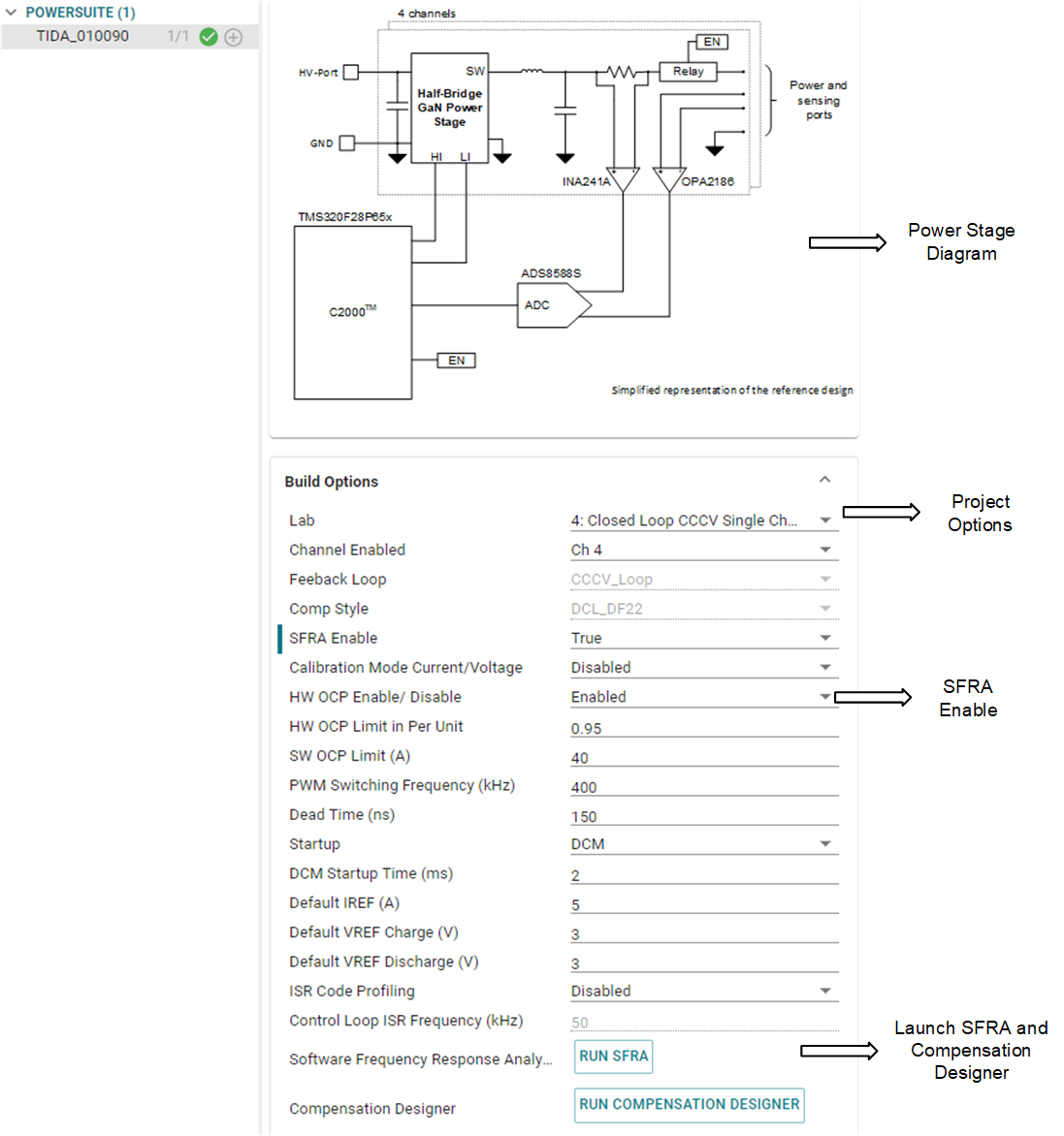 TIDA-010090 powerSUITE Page for
                            the Design