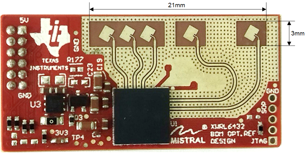 TIDEP-01033 Board Labeling Front View: 1D Antenna