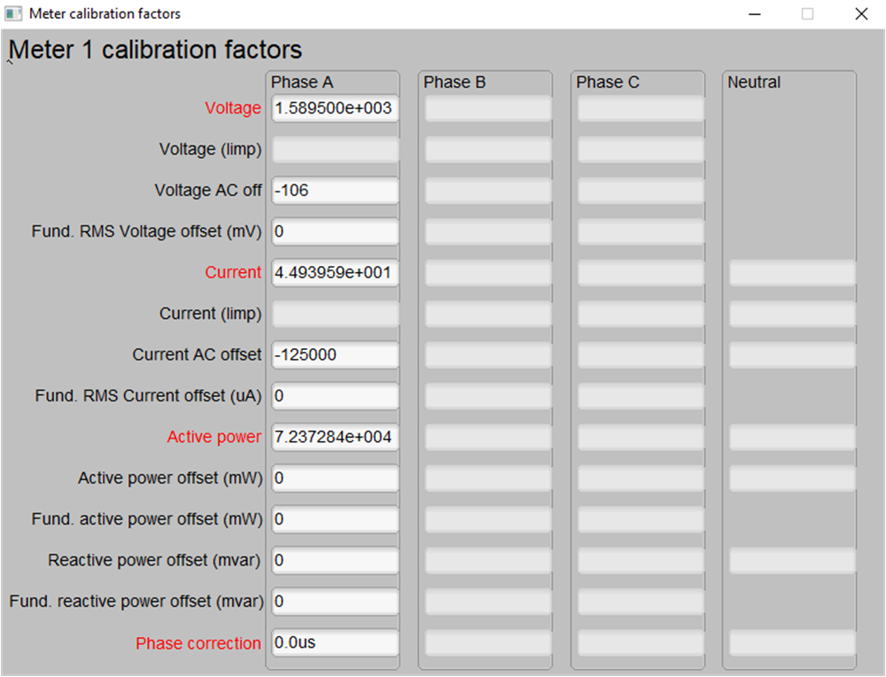 TIDA-010960 Calibration Factors
                    Window